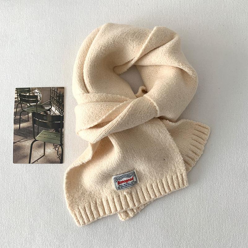 Korean autumn and winter new student solid color knitted scarf women's warm neck protection scarf versatile fashion knitted scarf