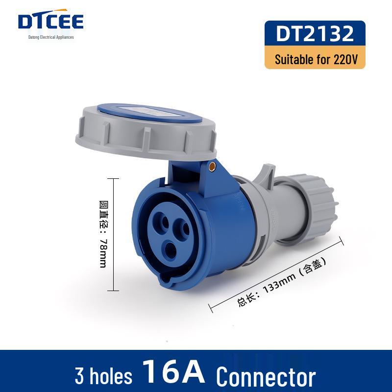 Second Gen IP67 Industrial Aviation Socket Connector 16A/32A, 3-Core/4-Core/5-Core, Non-Explosion-Proof