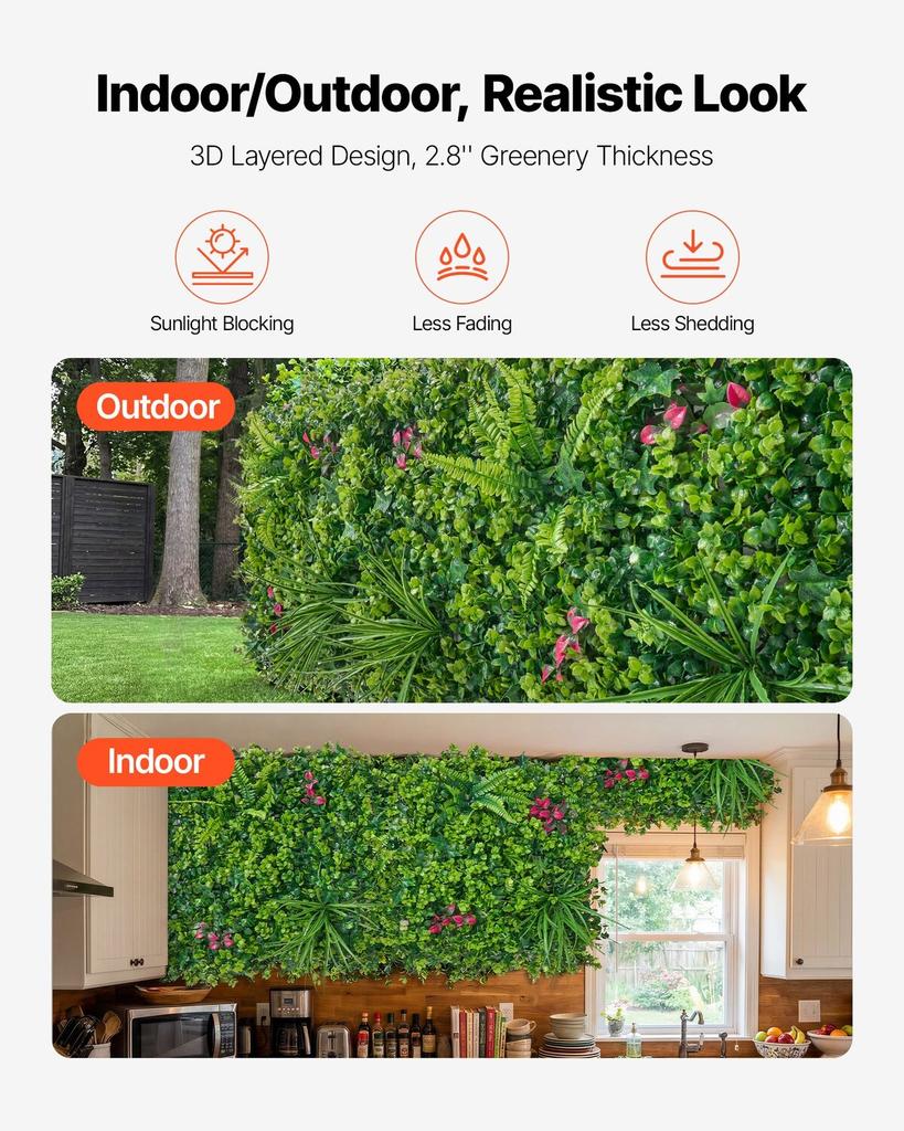 Artificial Plant Wall, 12PCS 50.8 X 50.8 Cm Artificial Boxwood Panels, Sun Protection Greenery Backdrop Privacy Hedge Fence, Fake Grass Wall Screen