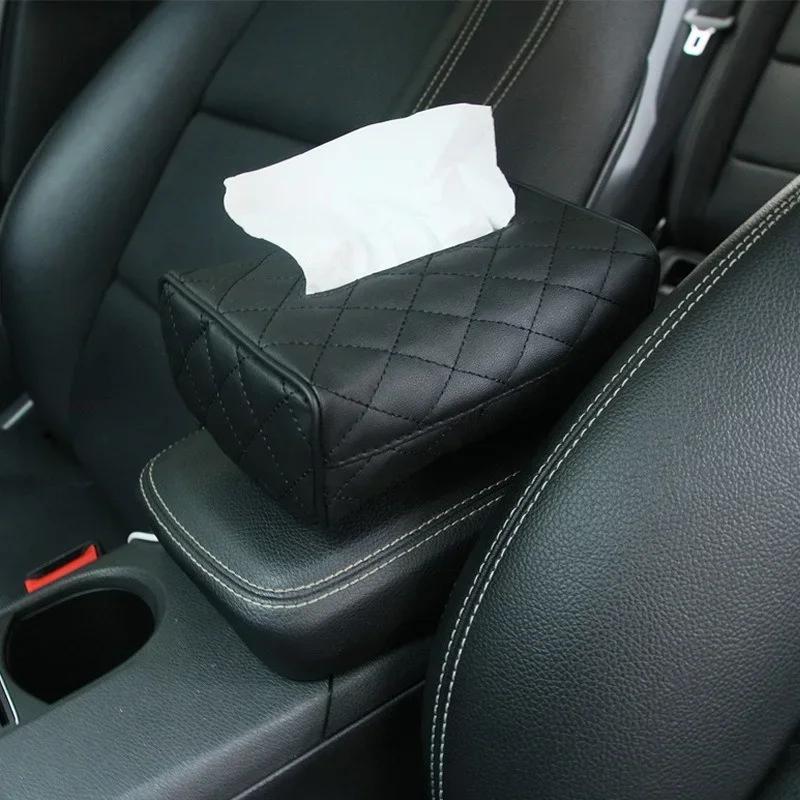 A simple, fashionable and convenient tissue bag made of universal leather for automobiles
