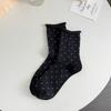 Women's Summer Thin Pure Cotton Poll Dot Crimped Boneless Tube Pile Socks