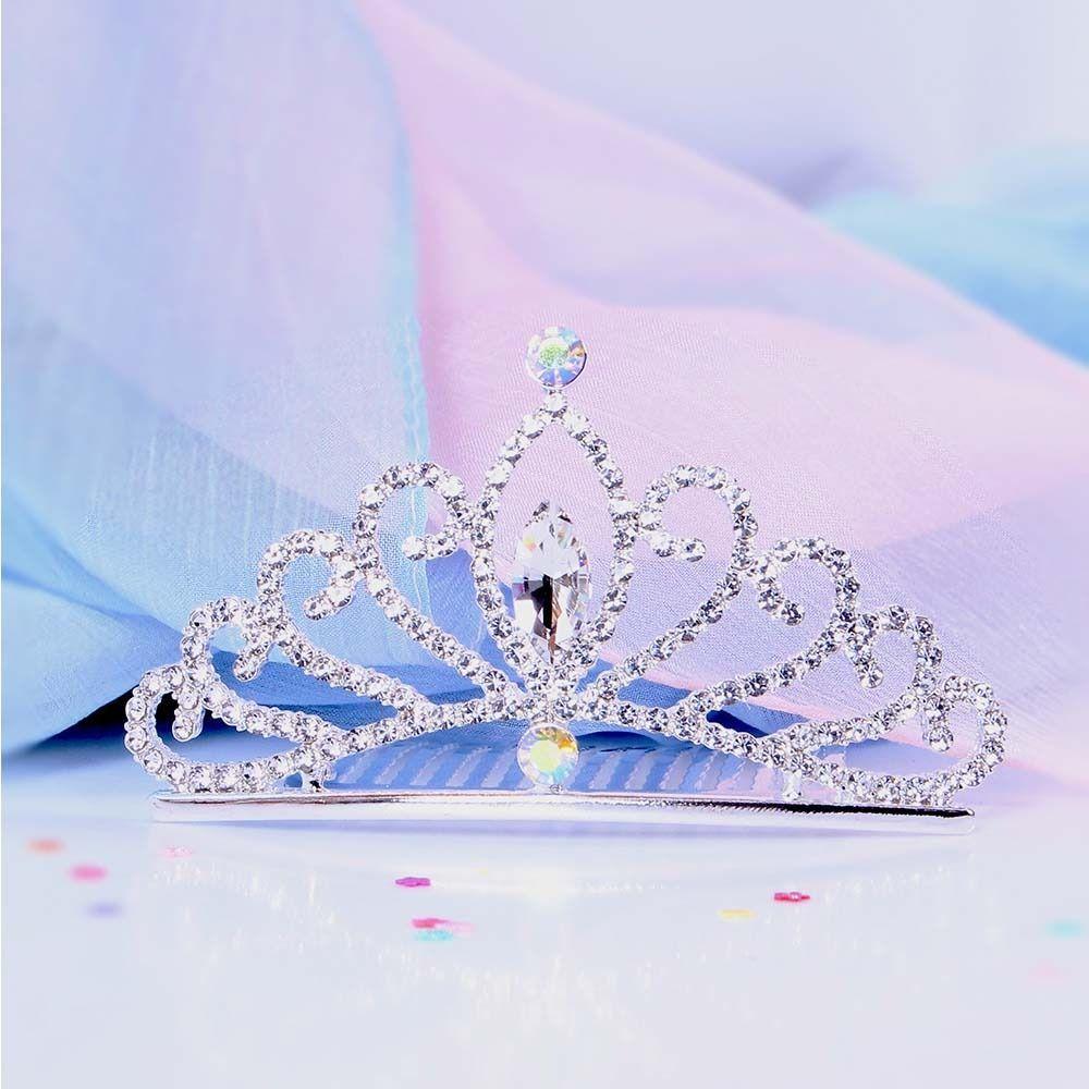 Birthday Gifts Princess Aisha Tiaras Rhinestone Hairpin Children Girls Hair Comb Crystal Crowns