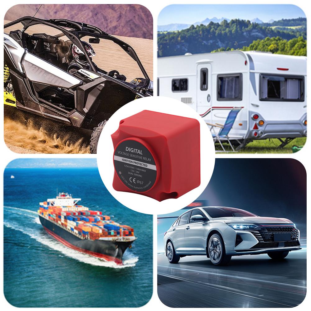 12V 24V 125A Dual Battery System VSR Isolator Digital Voltage Sensitive Relay Car Voltage Sensitive Relay for Car RV