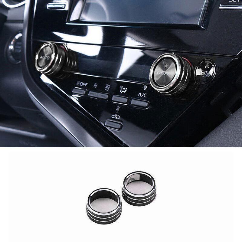 Black Alloy For Toyota Camry 2018- Cover Trim AC Switch Knob Center Console