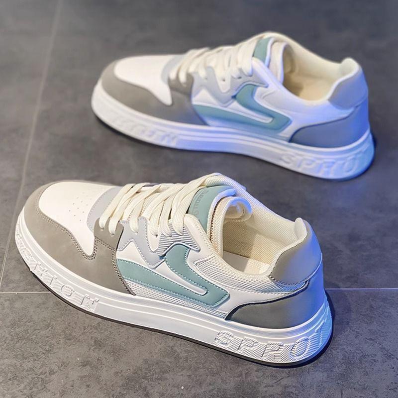 Herrenschuhe Sommerschuhe Herren Mesh Atmungsaktiv Herren Board Schuhe Schwarz und Weiß Vielseitig Lässig Sport Lederschuhe Weiße Schuhe Herren