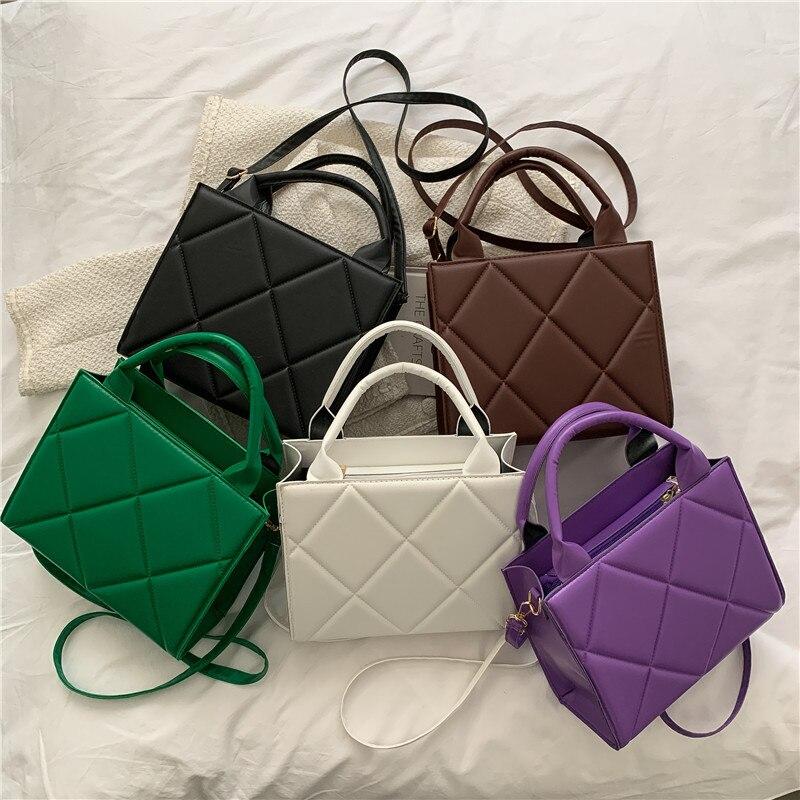 Spring Women's Fashion Shoulder Bag Plaid PU Leather Crossbody Bags Fashion Ladies Handbags Brand Designer Bag Top Strap