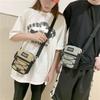 Japanese Harajuku Style Workwear Drawstring Letter Student Crossbody Bag Small Satchel