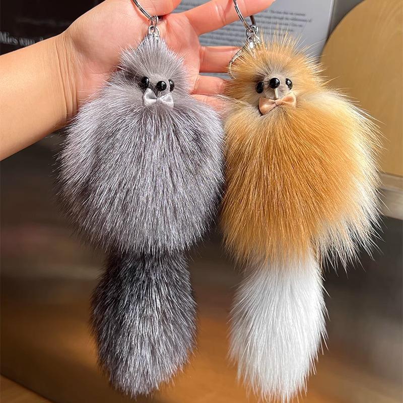Cute Fox Car Keychain Fashion Bag Charm Pendant Eco-Friendly Material Accessory for Women Holiday Gift