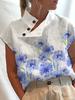 Women's Casual Fashion Print Lrregular Collar Lapel Comfortable Pullover Top