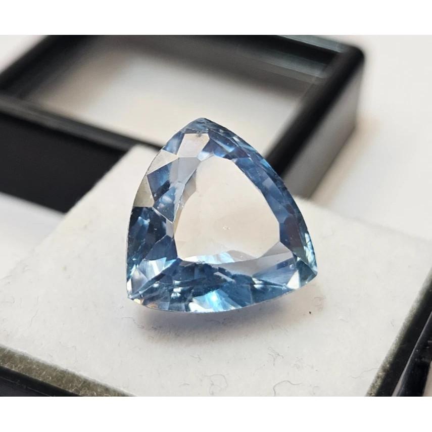 12+ Ct Blue Color Aquamarine Trillion Cut Beautiful Certified Loose Gemstone