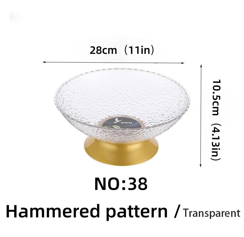 PET Fruit Plate With Base Hammered Pattern Tall Bar Living Room Fruit Plate Transparent Creative Fruit Plate Food Grade Snack