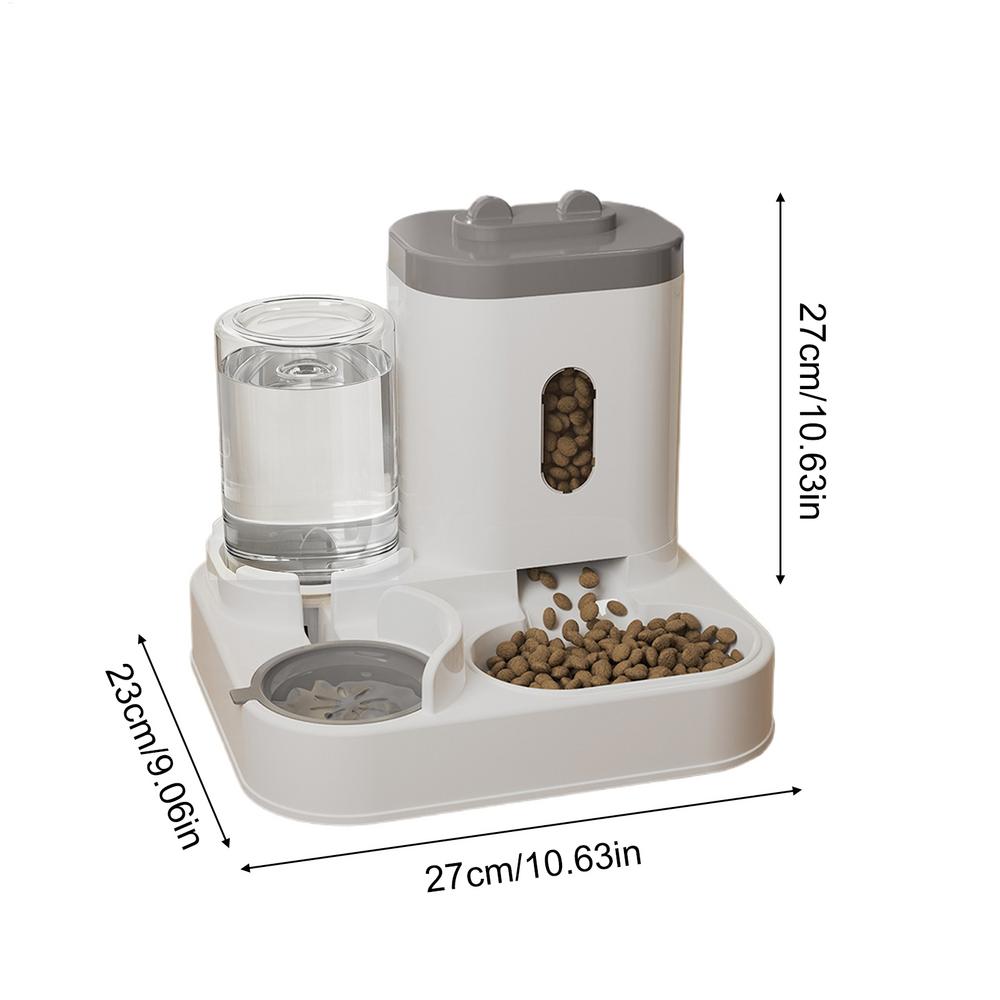 Automatic Cat Feeder 2-in-1 Water Container Pet Food Dispenser for Outdoor Indoor Animal Kitten Puppy Feeding Watering Wet Dry