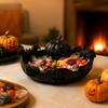 Candy Storage Dish Halloween Pumpkin Tray, Bat Relief Holder, 3D Printed Retro Face Bowl Desktop Bowl, Spooky Tabletop Ornament for Party Decor Window