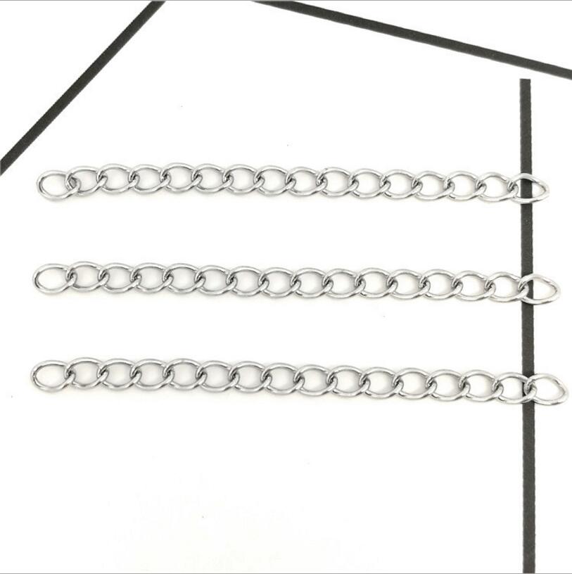 50pcs 50mm Length Stainless Steel Extension & Extender Tail Chain Bulk for Jewelry Findings Fits Necklace Connector DIY Jewelry