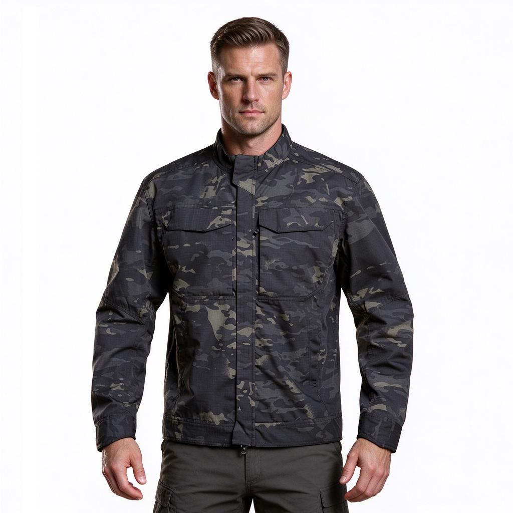 A mixture of cotton and polyester 100% Camouflage Jacket Zipper Closure