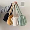 1 Pcs New Corduroy Women's Bag Crossbody Bag Korean Version Trendy Student Bucket Drawstring Single Shoulder Women's Bag