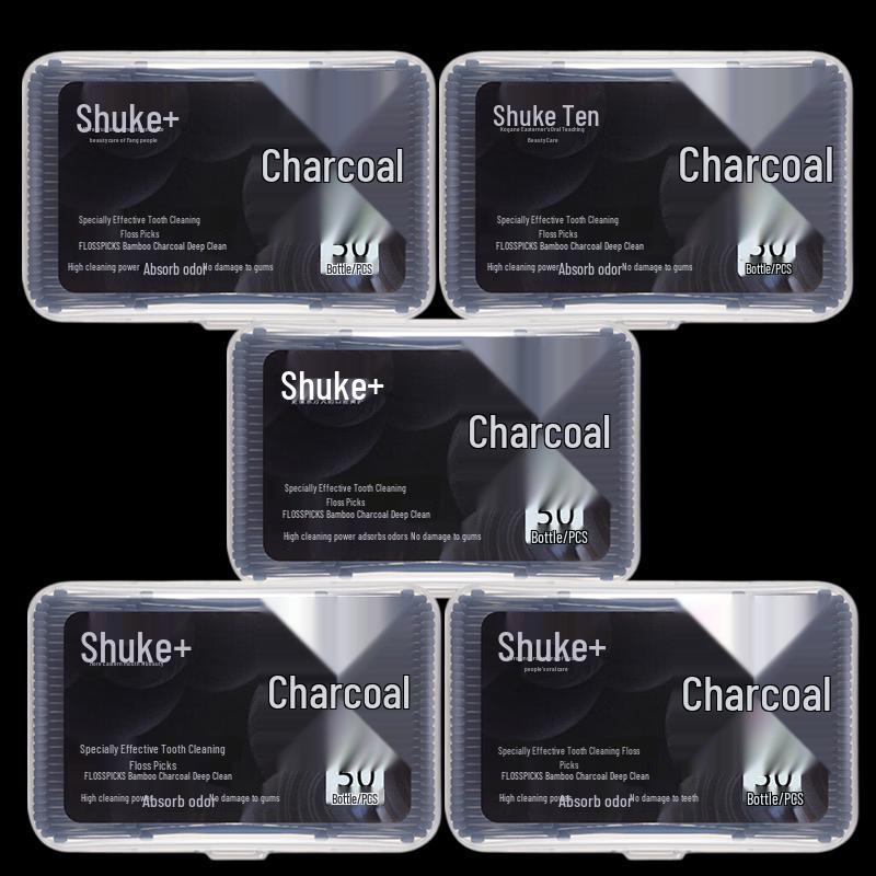 Shuke Bamboo Charcoal Deep Clean Dental Floss Picks