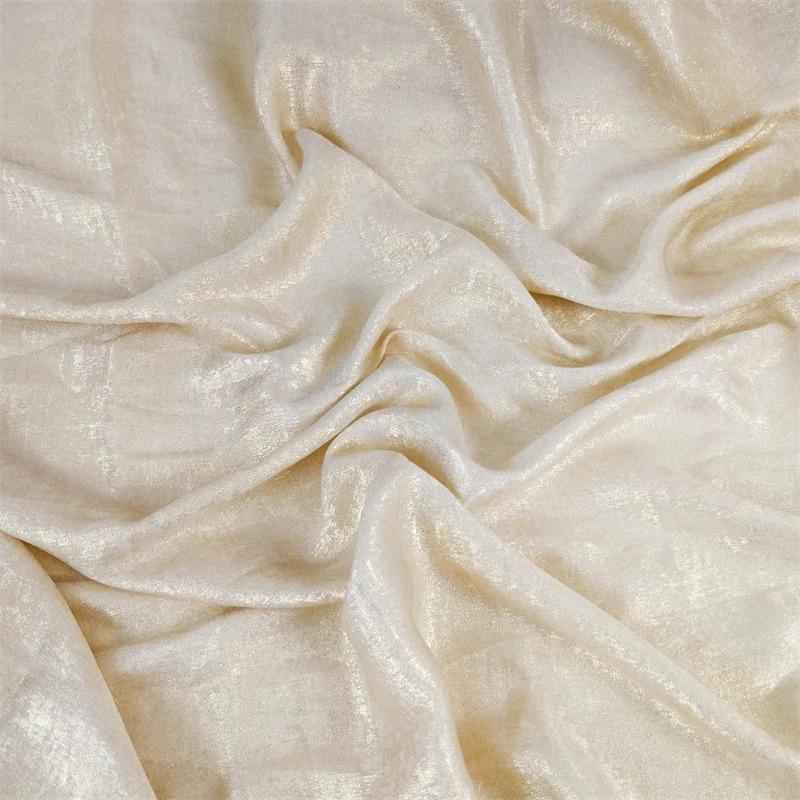 Wide 150cm Shiny Hot Stamping Stretch Luster Fabric For Diy Sewing Wedding Dress Hanfu Upholstery Sofa Curtain Background Cloth