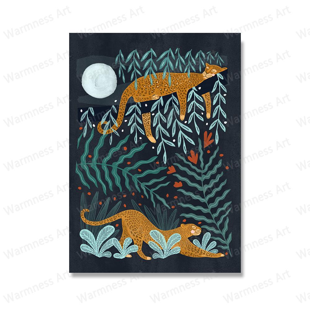 Palm Tree Tropical Botanical Wall Art Canvas Painting Picture Ocean Jellyfish Rainbow Posters Animal Birds Prints for Home Decor No Frame