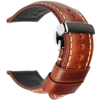 WatchBand 22mm 24mm Genuine Leather Watch Band For Amazfit Huawei Samsung Galaxy Watch Active2 Gear S3 Strap Replacement Straps