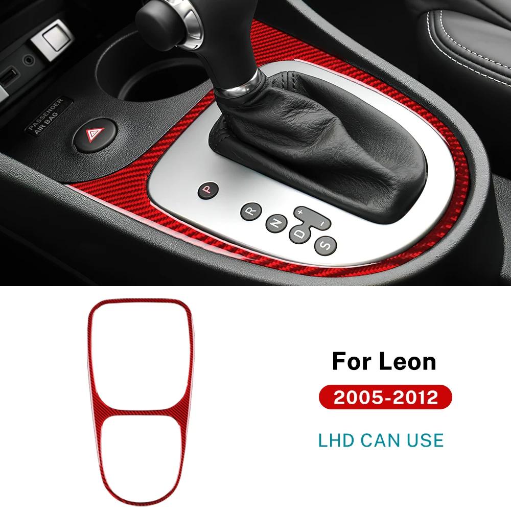

For Seat Leon 2005 2006 2007 2008 2009 2010 2011 2012 Real Soft Carbon Fiber LHD RHD Car Gear Shift Panel Sticker Accessories For LHD Red Carbon