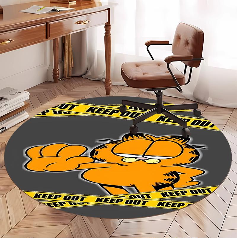 Garfield Pattern Round Rug, Indoor/Outdoor Mat, for Picnic, Gameroom, Bedroom, Office, Living Room, Home Decor Carpet, Birthday Gift
