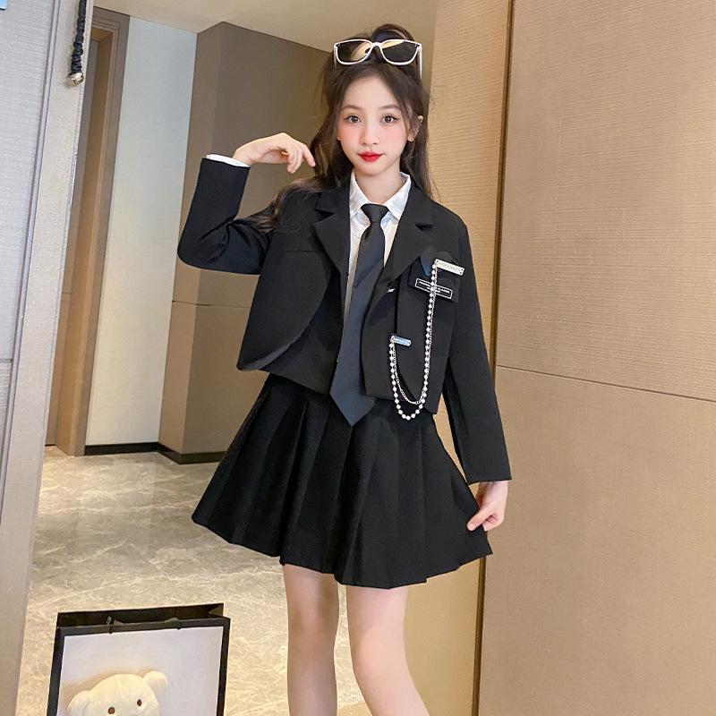

Комплект шкільної форми для дівчинки 2025: Весна/Осінь Академічний стиль JK, Піджак і Коротка спідниця, 3 предмети для дітей середнього та старшого віку 140cm