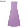 ZANZEA Women Summer Round Neck Casual Sleeveless Long Dress