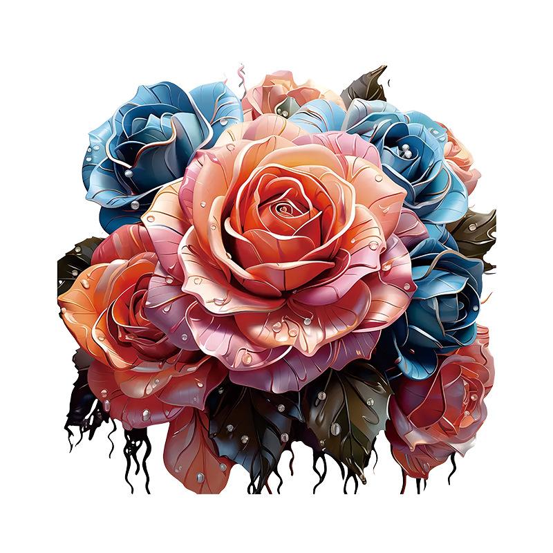 

Красочная наклейка на стену с розами для бачка унитаза, декор для ванной комнаты, водонепроницаемая цветочная наклейка, съемное искусство для туалета, украшение для дома 30x30CM разноцветный