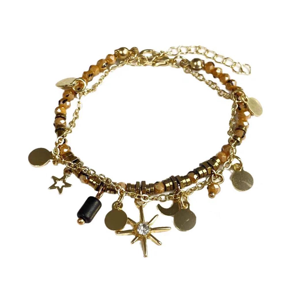 New Chinese Colorful Bead Bracelet for Women Antique Elegance Adjustable Multi Layer Stackable Hand Jewelry