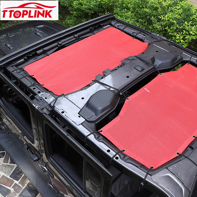 Car Roof Sunshade Sun Protection Thermal Insulation PVC Mesh Exterior Accessories Fit for Jeep Wrangler JL 2018 Up 4 Door