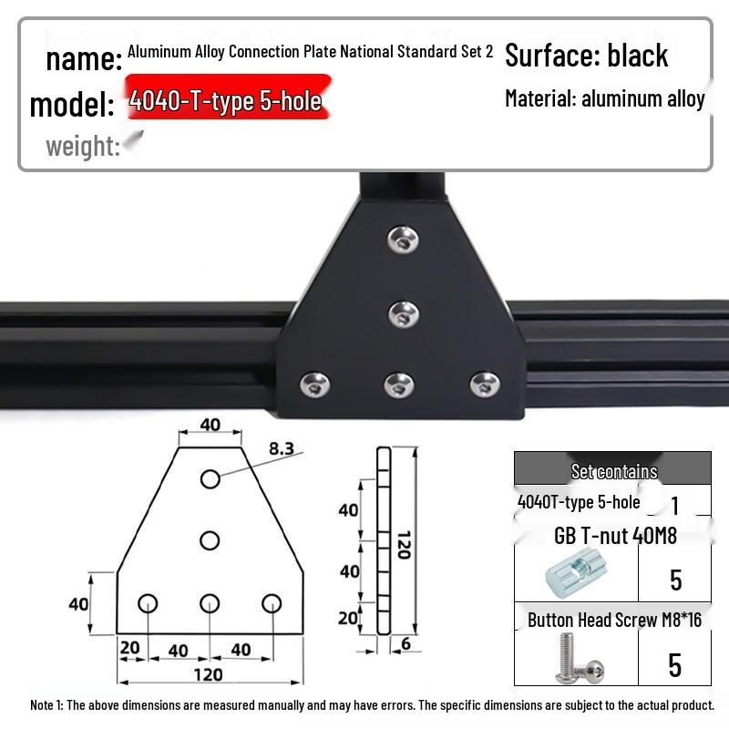 T-slot Aluminum 5-Hole 2020/3030/4040/4545 Triangle Connector Plate