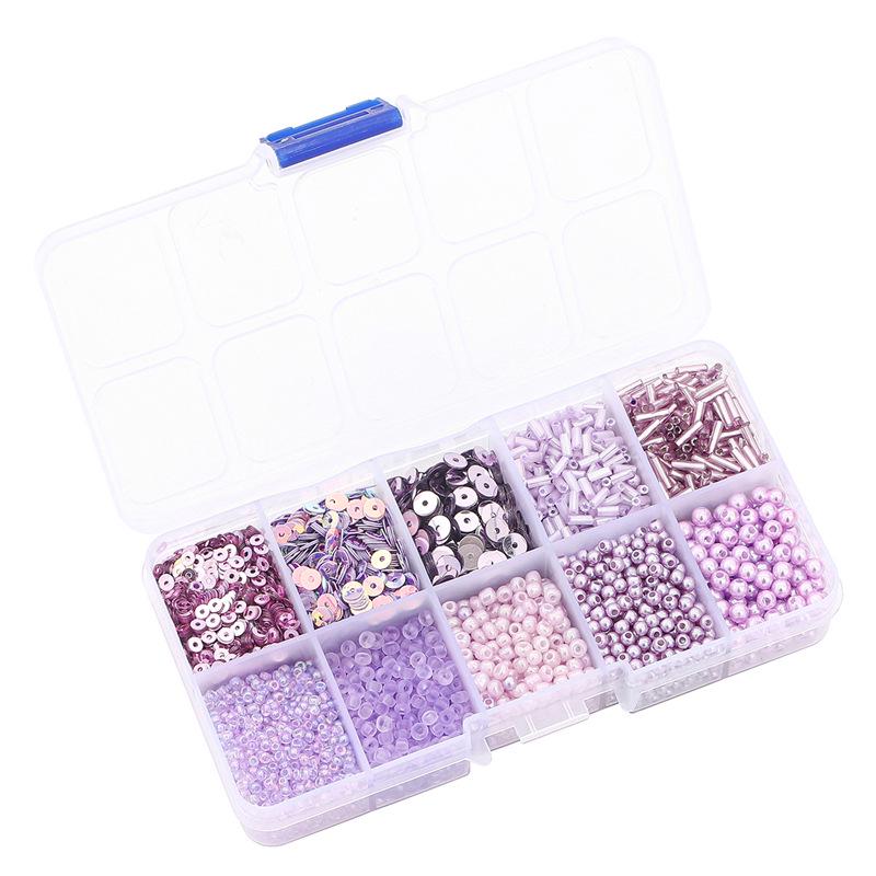 8/10/12/15 Grid Box: Seed Beads, Sequins, Imitation Pearls for DIY Necklaces & Phone Chains