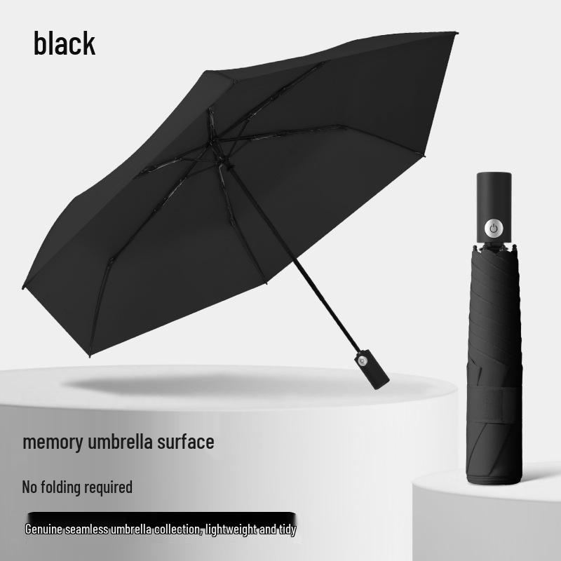 6-Rib Ultra-Light Automatic Folding Sun Umbrella with UV Protection and Easy Storage чёрный