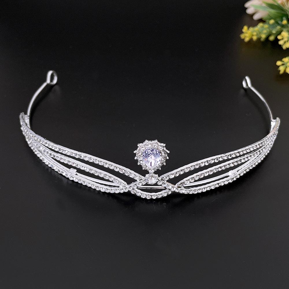 Korean Handmade Diamond Alloy Bridal Crown Retro Style Golden Shape Wedding Headdress Crown Birthday Headwear