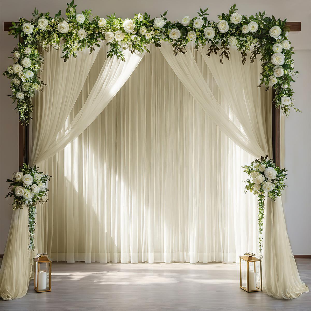 

150x300cm Elegant Wedding Decoration Window Screening Gorgeous Home Festive Party Background Decor Curtains Mesh Curtain 150x300cm