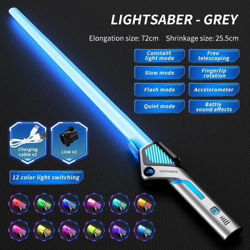 Dětské barevné svítící meče Teleskopický hudební laserový meč 2 v 1 Rotující dekompresní hračka Světelný meč Dětské hračky pro dospělé