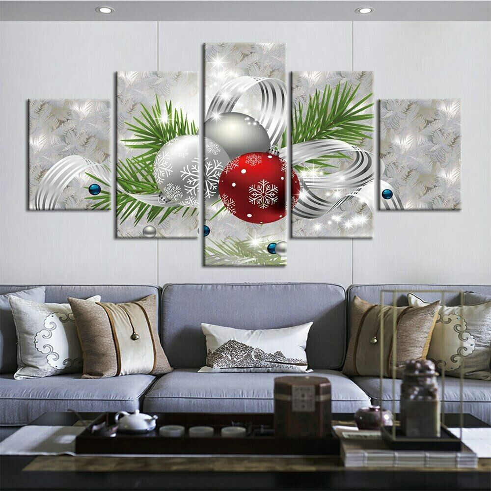 5Pcs Christmas Bauble Holiday Decor 5 Pieces Pictures Canvas Poster HD Print Home Decor No Framed 5 Panel Modern Paintings Art