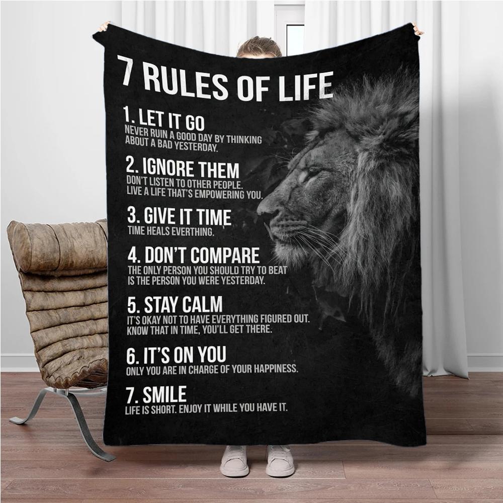 

1pc Inspirational Success Lion Classic Blanket Fluffy Children and Adults Sofa Plush Bedspread Throw Lunch Blanket for Sofa Bed 75x90cm