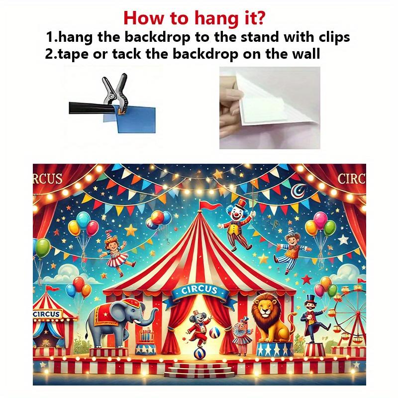 One 2D Background Banner, an Exciting Animal Display for Circus Performances, Polyester Fabric Wall Coverings
