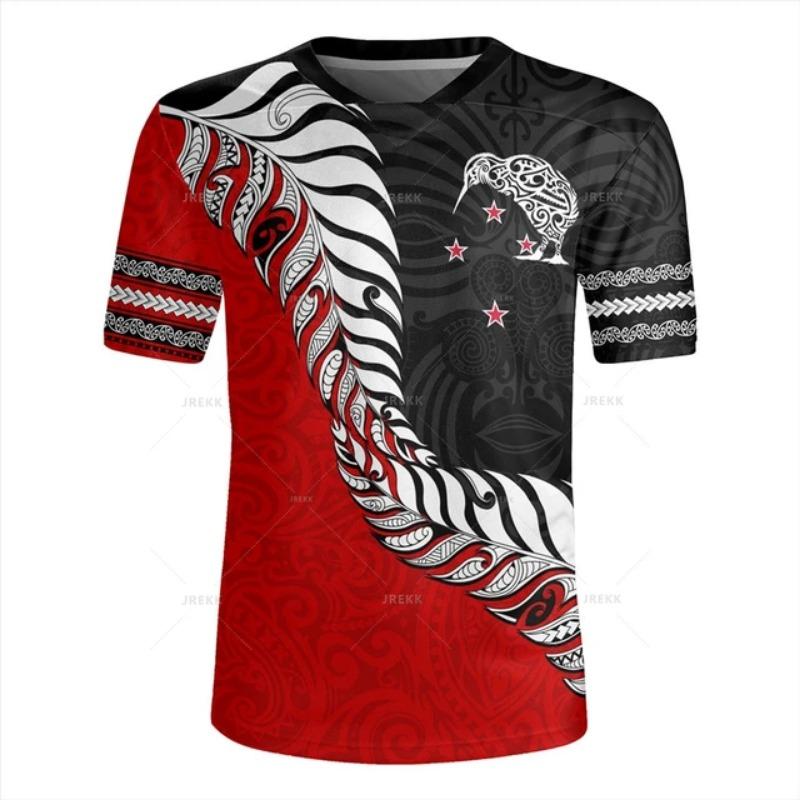 2025 Summer Men's New Zealand Maori Tribe Pattern Round Neck Short Sleeve Comfortable and Breathable Men's Sports and Leisure Top