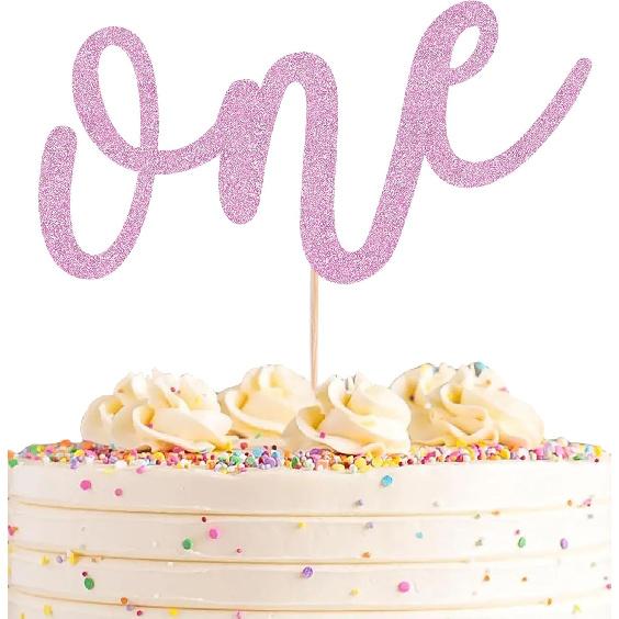 First Birthday Cake Topper - Red Glitter One Cake Decorating Supplies for Girls and Boys, Perfect for Baby Shower/Gender Revealing Party/Baby Party