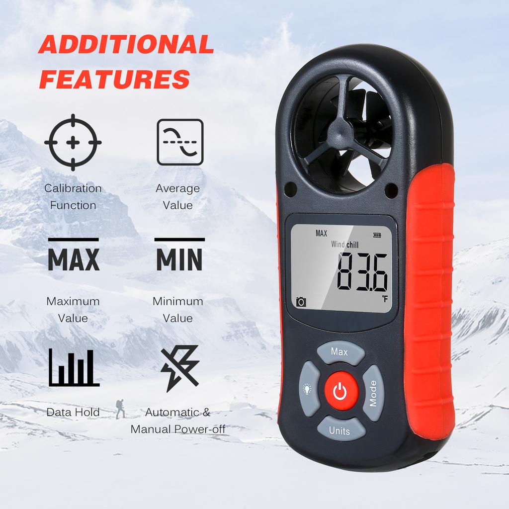 8 in 1 Handheld Digital Anemometer Wind Speed Wind Chill Temperature Humidity Heat Index Dew Point Barometric Pressure