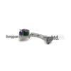 F136 G23 Titanium Zircon Navel Ring with Four-Prong Setting - Super Shiny Body Piercing Jewelry