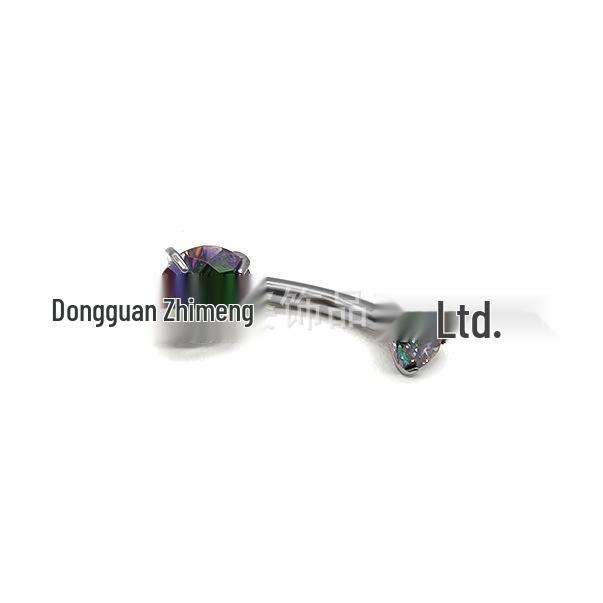 F136 G23 Titanium Zircon Navel Ring with Four-Prong Setting - Super Shiny Body Piercing Jewelry