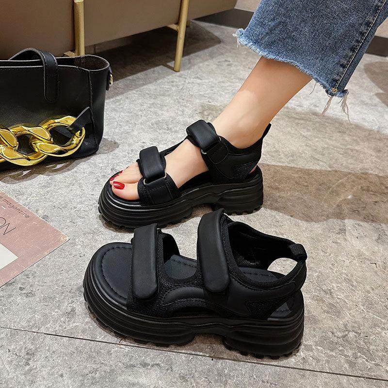 Sports sandals women's summer new muffin platform Velcro casual versatile Roman beach shoes