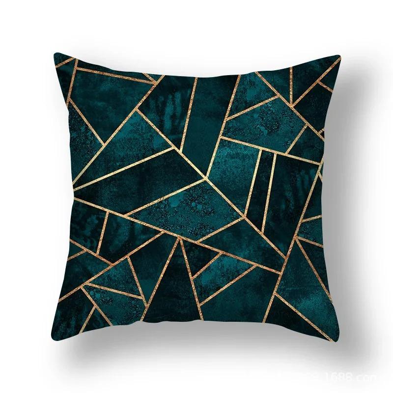 Abstract Geometric Pillowcase Flowers Leaves Teal Sofa Car Bedroom Home Decor Pillow Cushion Cover