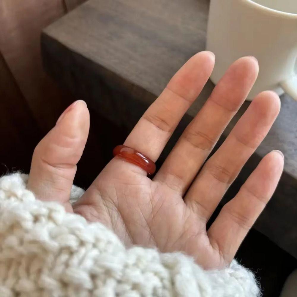 Korean Style Candy Color Finger Buckle Dopamine Geometric Forefinger Ring Solid Resin Ring  Gift