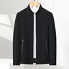 Men's Stand Collar Solid Color Casual Business Jacket for Mid-Aged & Young Adults