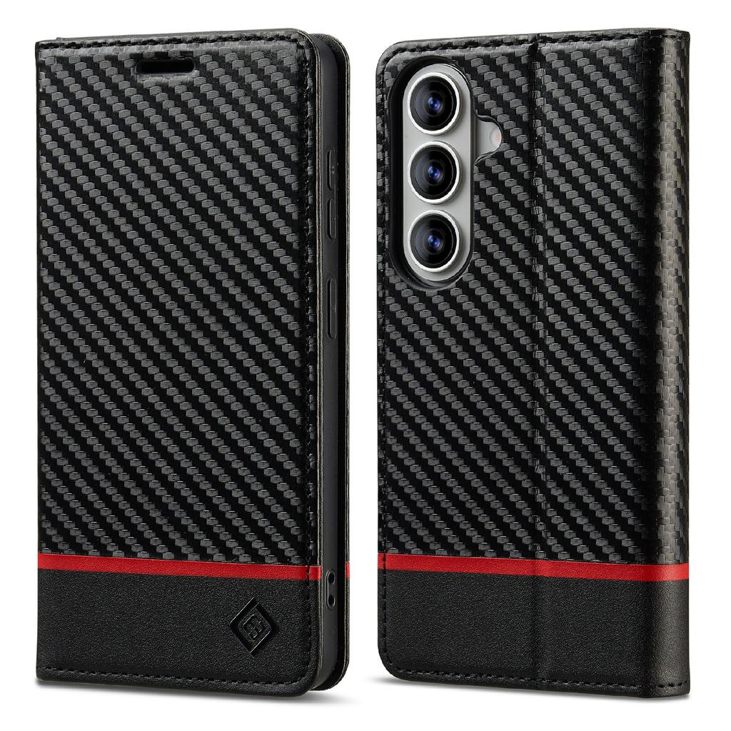 LC.IMEEKE For Samsung Galaxy S26/S26 Pro Wallet Case Carbon Fiber Texture Leather Phone Cover